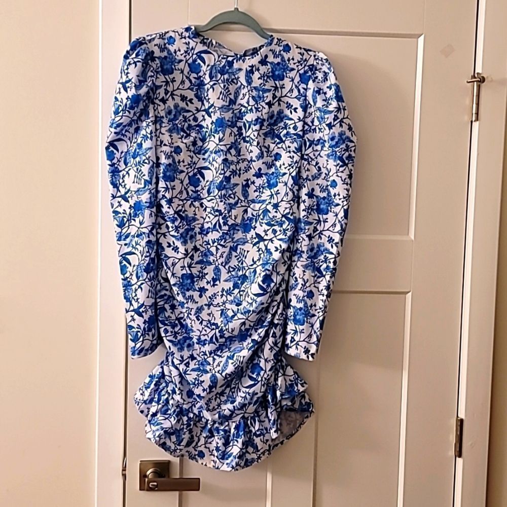 In The Style x Lorna Luxe Blue Floral Skater Dress